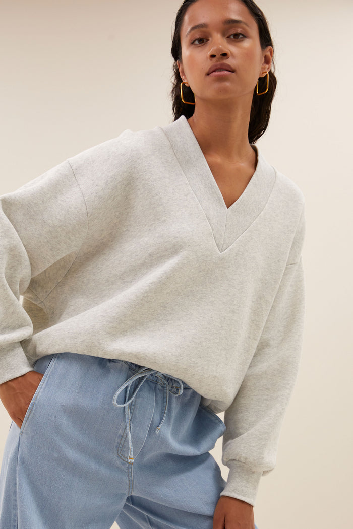 MOMO - Sweat oversize en coton mélangé | Gris